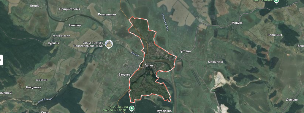 Галич на карті України
