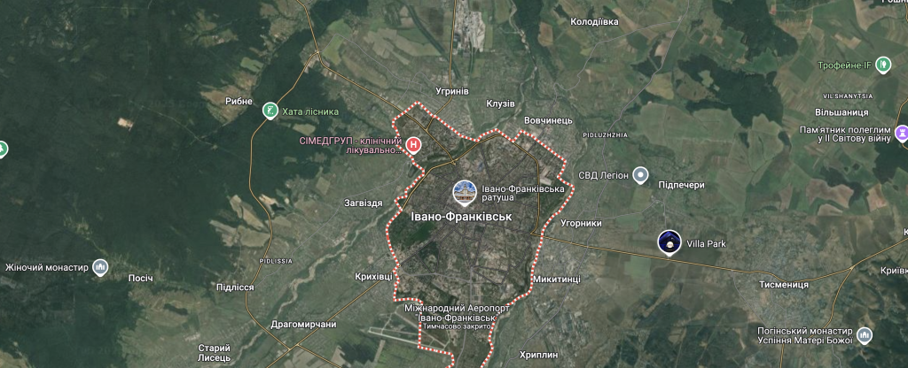 карта Івано-Франківська по районам онлайн