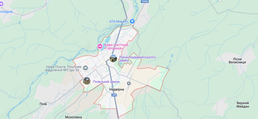 Карта Надвірної онлайн - Google Maps