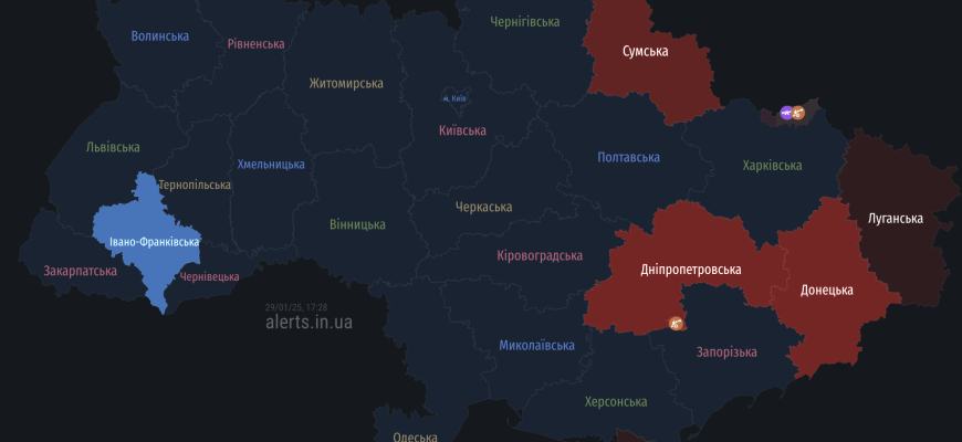 Карта повітряних тривог в Івано-Франківську онлайн