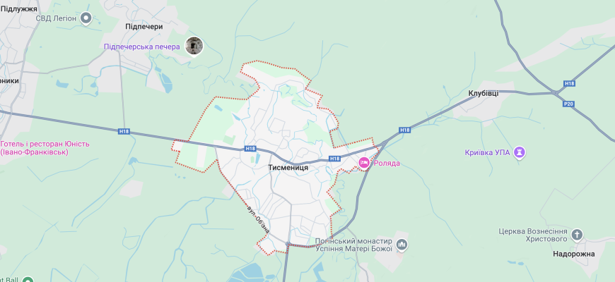 Карта Тисмениці онлайн - Google Maps