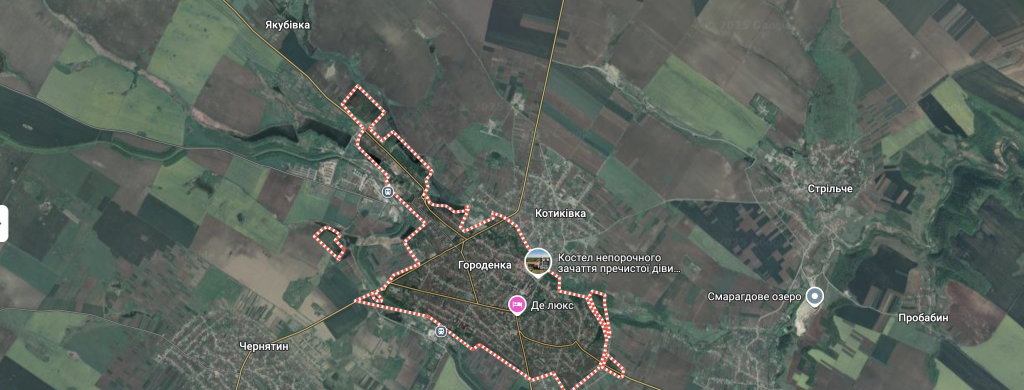 м. Городенка на карті