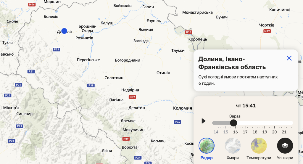 погодні умови Долини